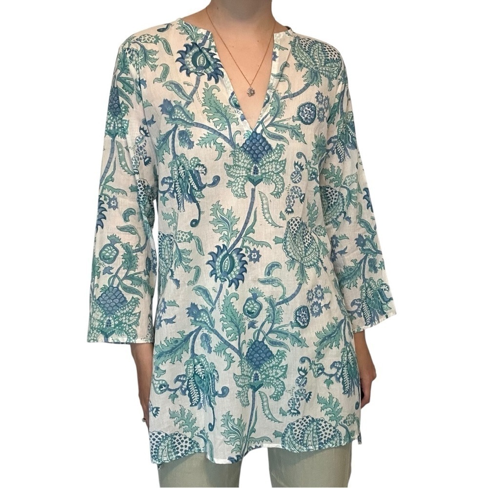 Roberta Roller Rabbit Blouse Tunic Cotton Beach Lagenlook Boho Summer Size Small